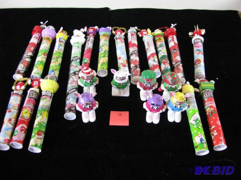 lot 28 image: M&ampMs Holiday Candy Dispensers, small fig...