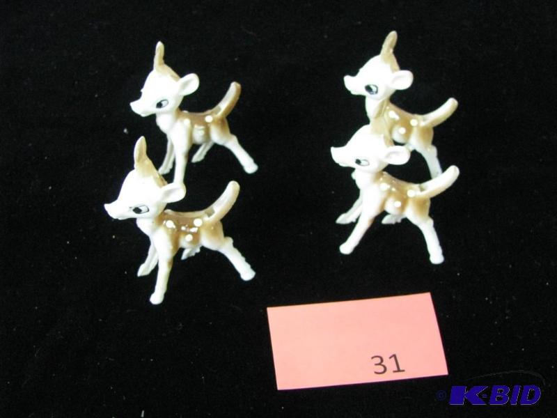 lot 31 image: Vintage toy, 4 baby deer, hand painted plasti...