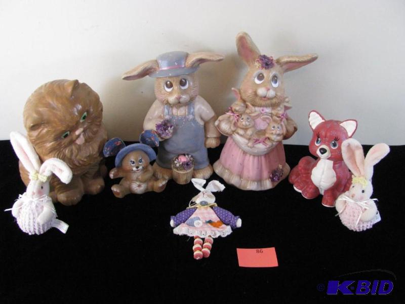 lot 86 image: Collection of figurines, bunnies, cats, all i...