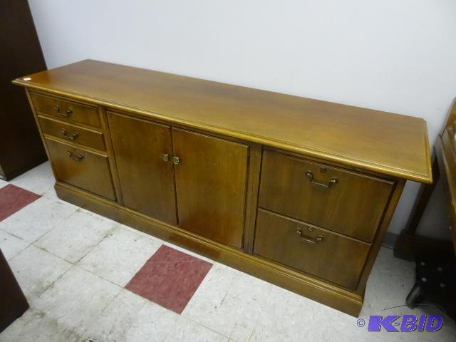 Wood office ceredenza. 5 drawers and 2 doors....