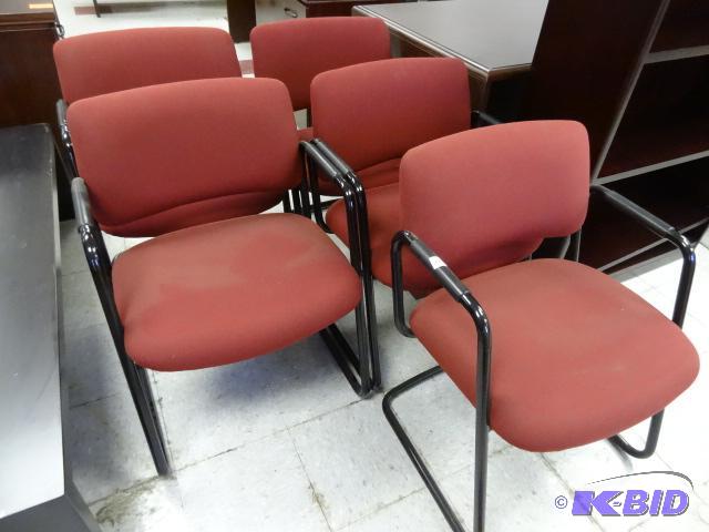 5 matching metal framed side chairs...