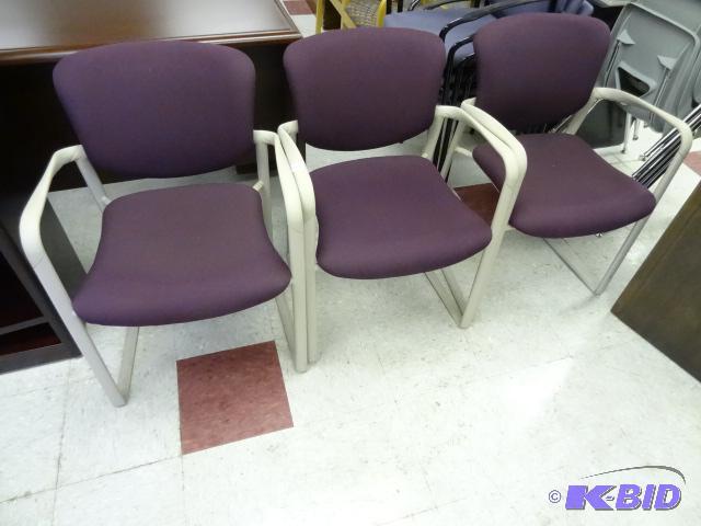 3 matching metal framed side chairs...