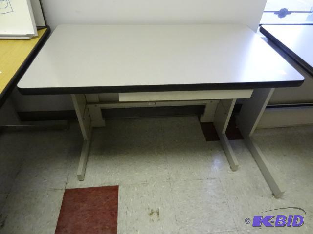 Metal framed table with pullout keyboard tray...