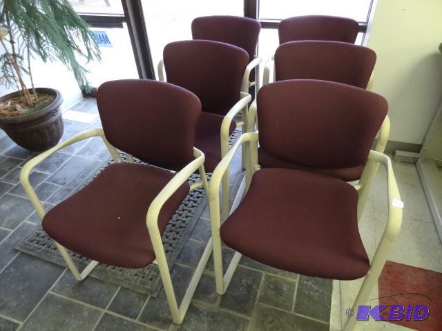 6 matching metal framed side chairs...
