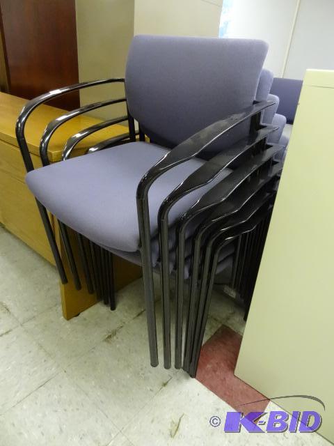 6 matching metal framed stack chairs...