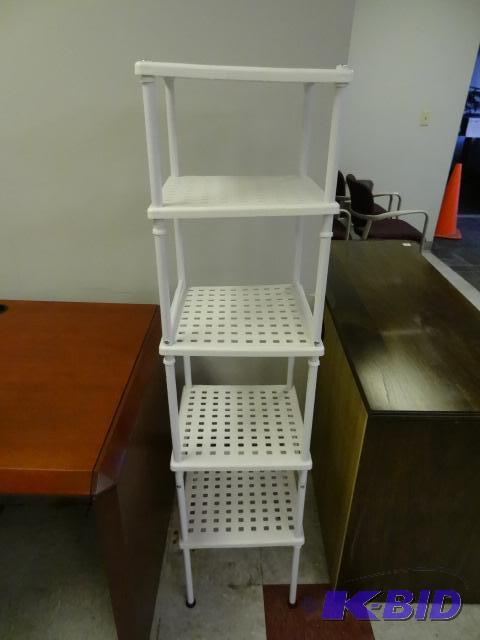 5 tier metal framed shelf. 13 x 13 x 56...