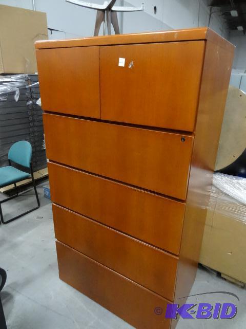 Wood 4 drawer lateral file with storage doors...