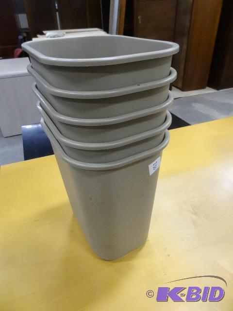5 office waste baskets and computer printer c...