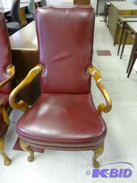 Leather wood framed office chair. Arms have w...