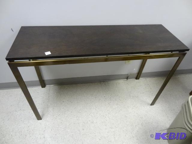 Metal framed table with wood frame. 48 x 16 x...
