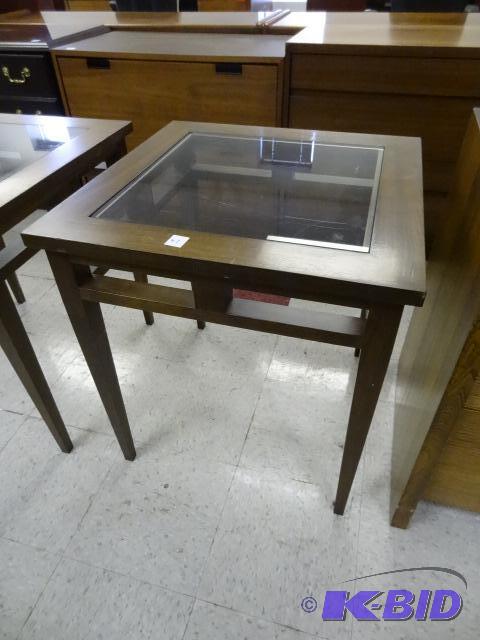 Wood table with glass insert. 24 x 24 x 26...