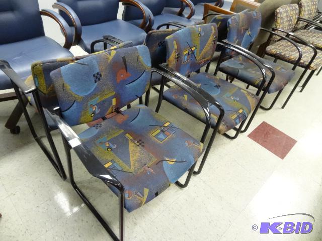 6 matching metal framed side chairs...