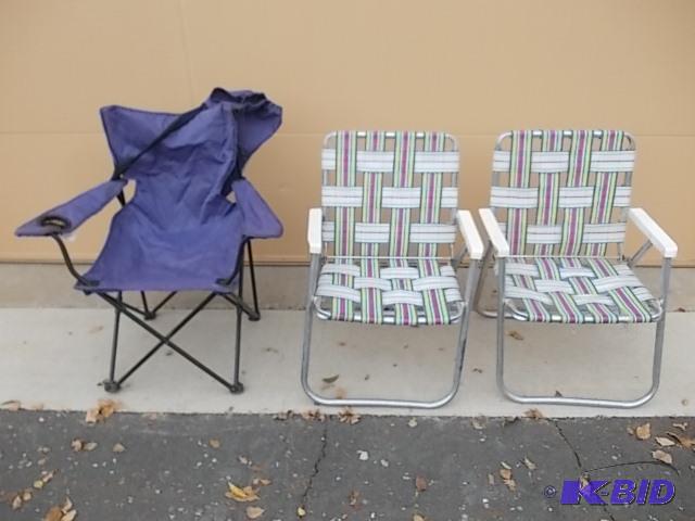 2-Aluminum Frame Lawn Chairs, 1-Folding Camp ...