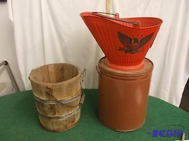 Old Wood Ice Cream Bucket, Coal Scuttle, Barr...