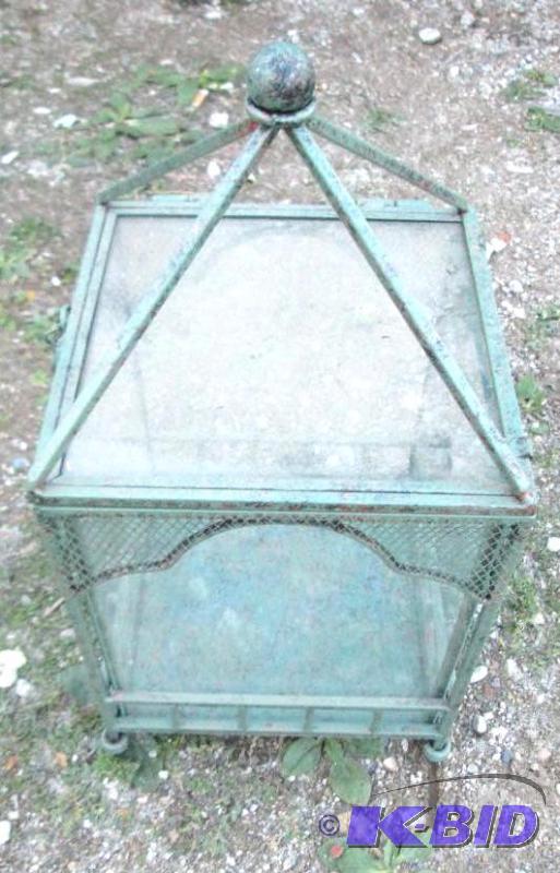 lot 117 image: green and glass outdoorindoor lantern...