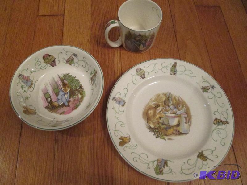 lot 145 image: Peter Rabbit plate, bowl and tea cup...