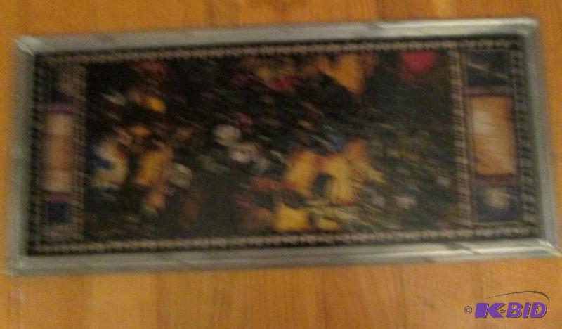 lot 168 image: stained glass frame- has a crack...