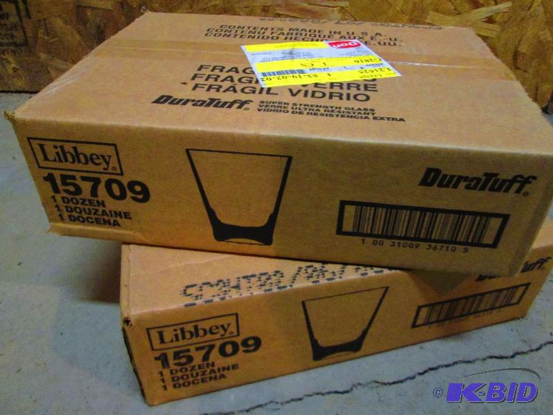 lot 421 image: 2 boxes of new Libbey 15709 rocks glasses...