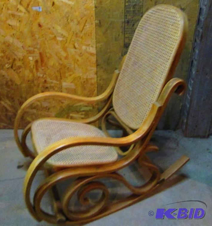 lot 433 image: Scrolly wood and wicker rocker...