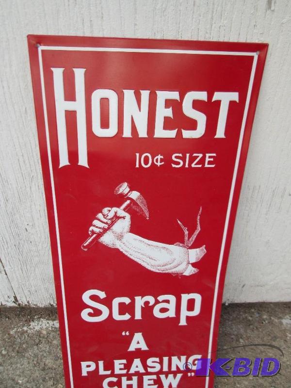 lot 61 image: Honest Scrap metal sign with raised letters, ...