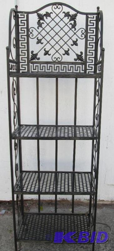lot 77 image: Folding metal shelf, nice imprinted metal des...