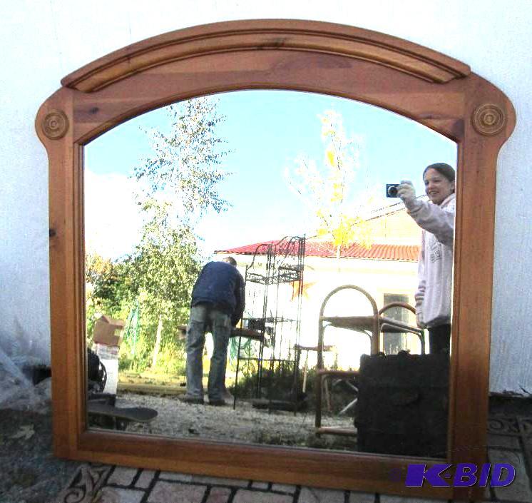 lot 81 image: Large wood framed mirror, 43 inches tall 44 i...