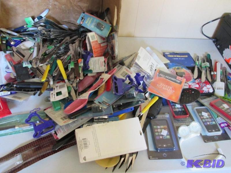 Lot of assorted spatulas, cell phone covers, ...