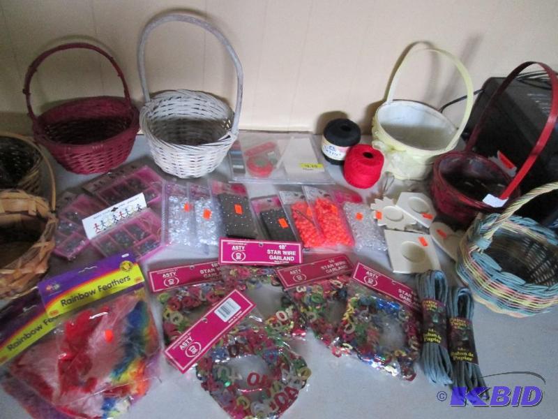 Lot of beads, baskets, feathers, and more...