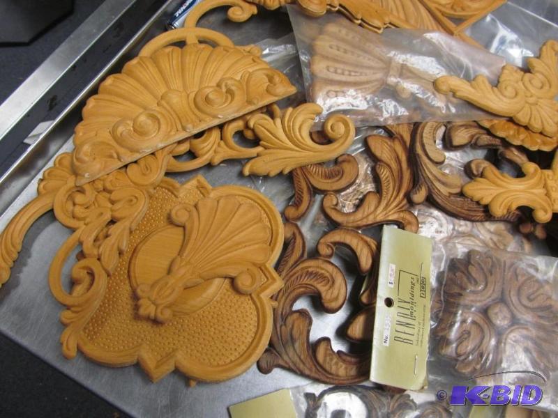 lot 70 image: lot of carved wood appliqus NEW and used