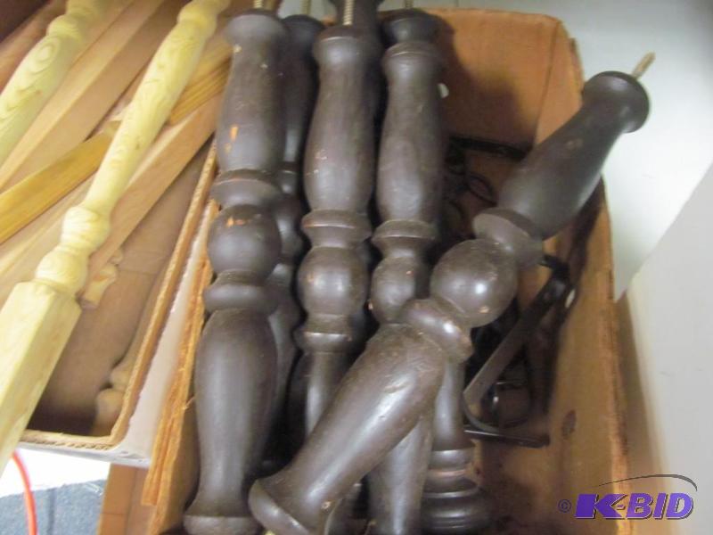 lot 85 image: lot of wood spindles and shelf brackets
