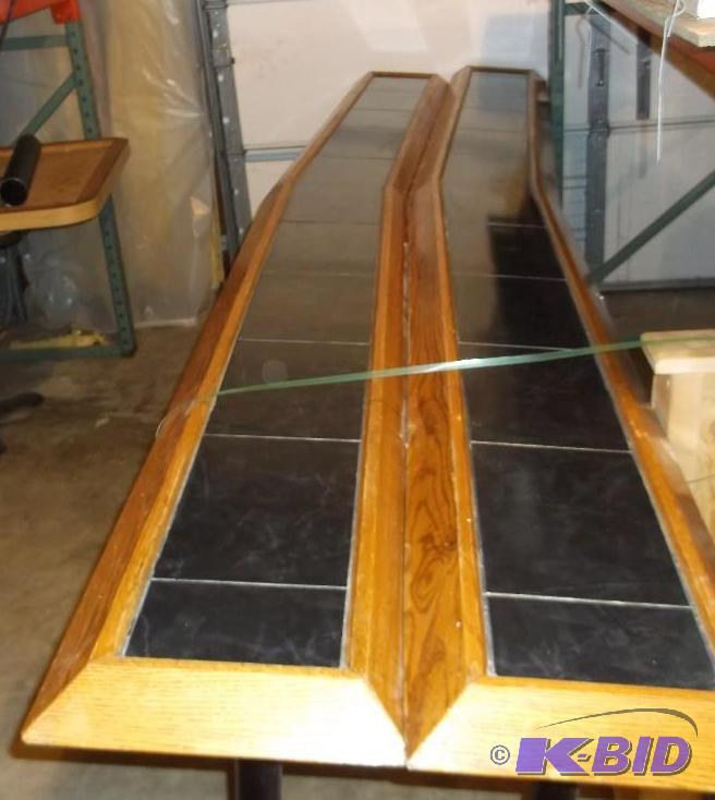 lot 9 image: 2 custom cocktail tables from bar