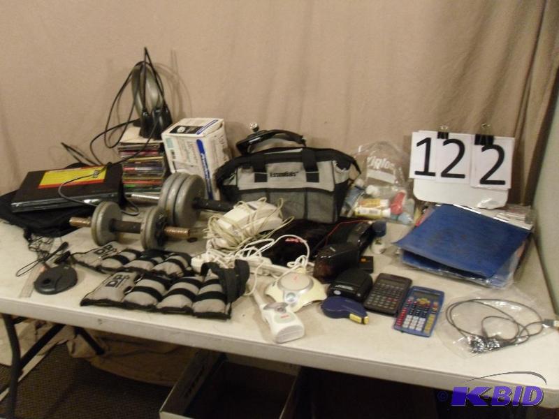 Lot of Assorted Household Items. Weights, Iro...