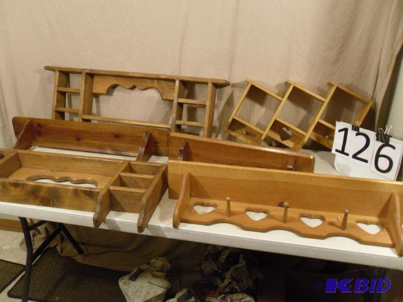 Lot of 6 Assorted Wood Shelves. Great for pai...
