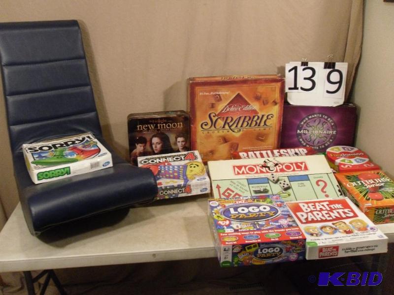 Fold Up Rocking Gamer Chair and Assorted Game...