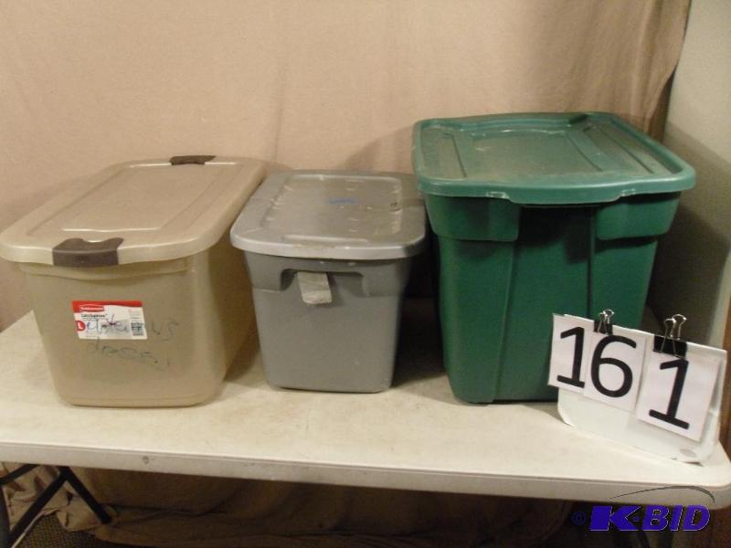 Lot of 3 Assorted Totes with Lids.&nbsp...