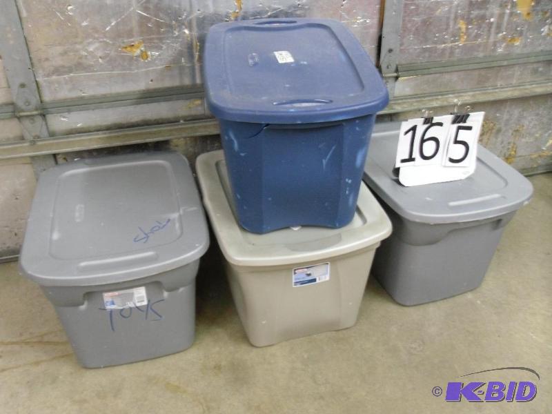 Lot of 4 Assorted Totes with Lids. One is cra...