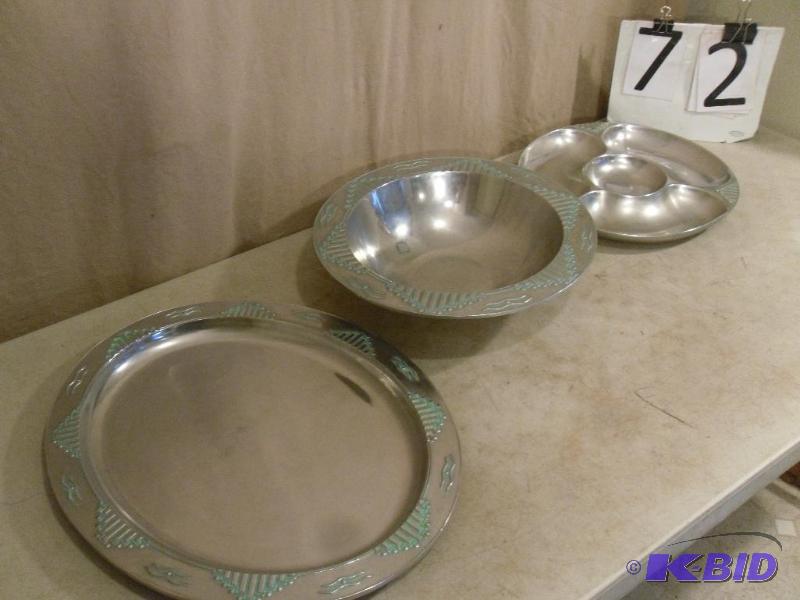Lot of 3 Heavy (Pewter) Matching Serving Ite...