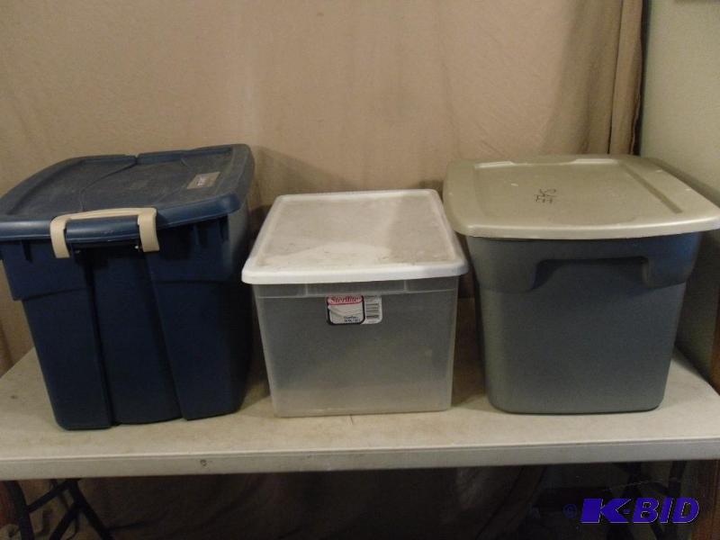 Lot of 3 Assorted Totes with Lids. All need t...