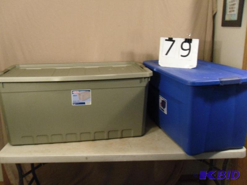 2 large totes. One is 50 gallon the other is ...
