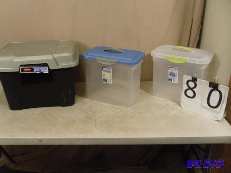 3 assorted totes with lids....