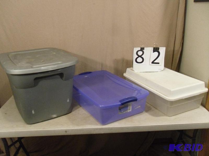 Lot of 3 Assorted Totes with Lids. All need t...