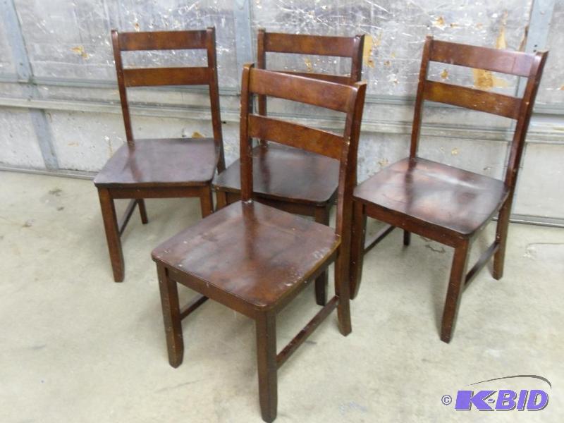 Lot of 4 Wood Chairs. All need cleaning. Scra...