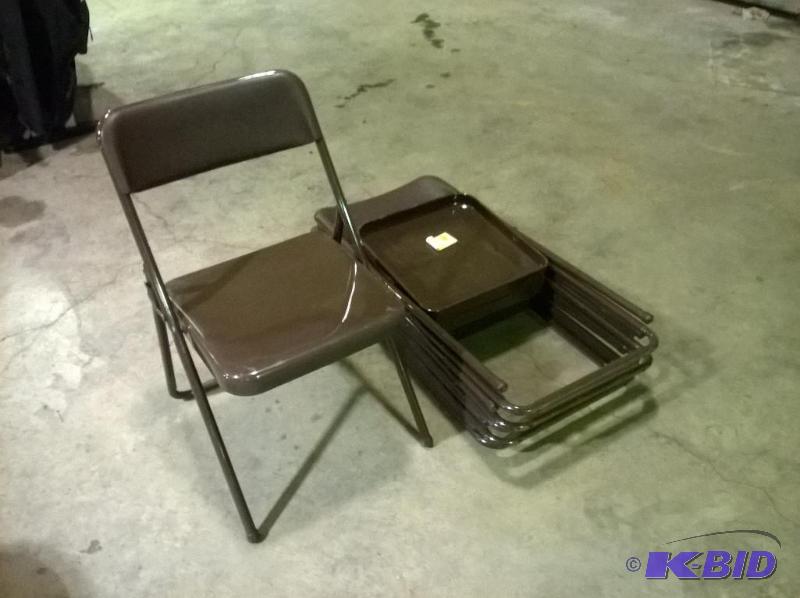 lot 139 image: Brown Folding Chairs, lot of 6