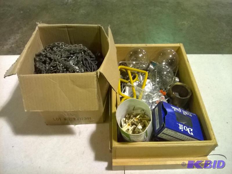lot 152 image: Hardware, Chains, & Light Fixture, Lot of 1 Box 1 Drawer