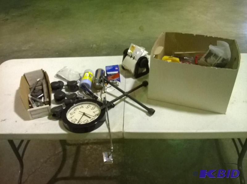 lot 154 image: Lot of Miscellaneous, casters, chalkline chalk, clock & more