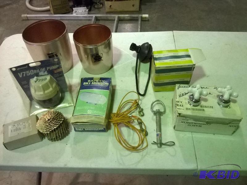 lot 189 image: Lot of Misc, planters, bilge pump, faucet handles & more