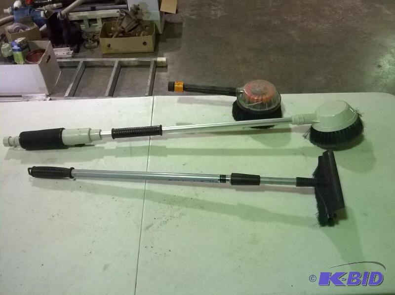 lot 192 image: Lot of 2 Rotating Hose Brushes & a Snow Brush