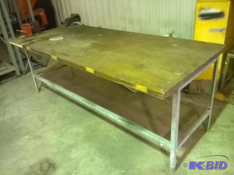 lot 248 image: Work Bench with Vice 42in x 8ft x 36in