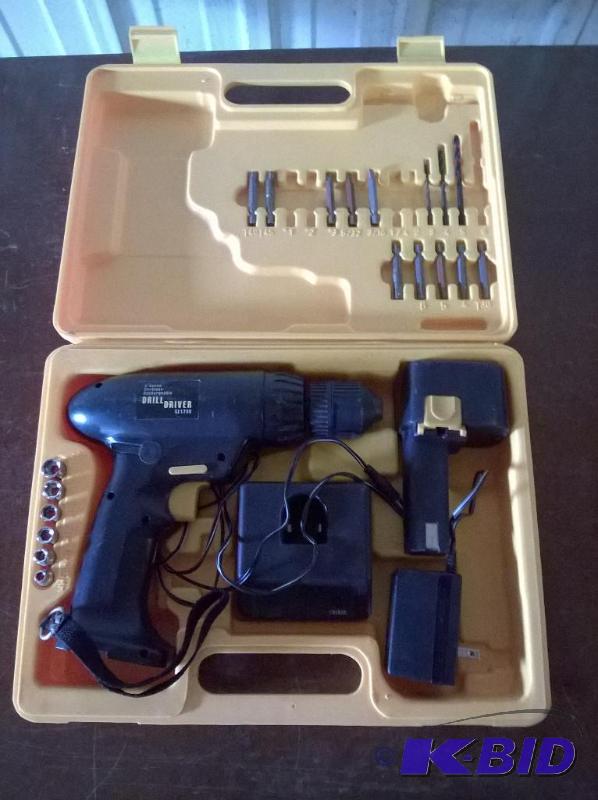 lot 81 image: 38in Cordless Drill in Yellow Case