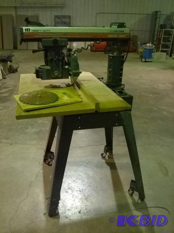 lot 9 image: Craftsman 10in Radial Arm Saw on Rolling Cart